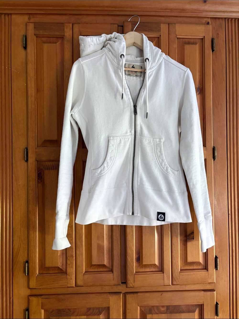 American Giant off  White Women's Zip Hoodie w/ Logo nice year round weight - Picture 2 of 9